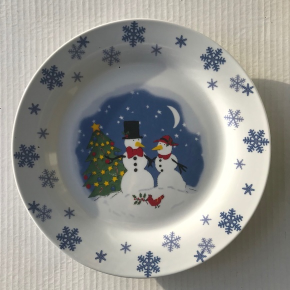 Set Of 2 Snowman Dinner Plates By Trisa 10.5” - Picture 1 of 6